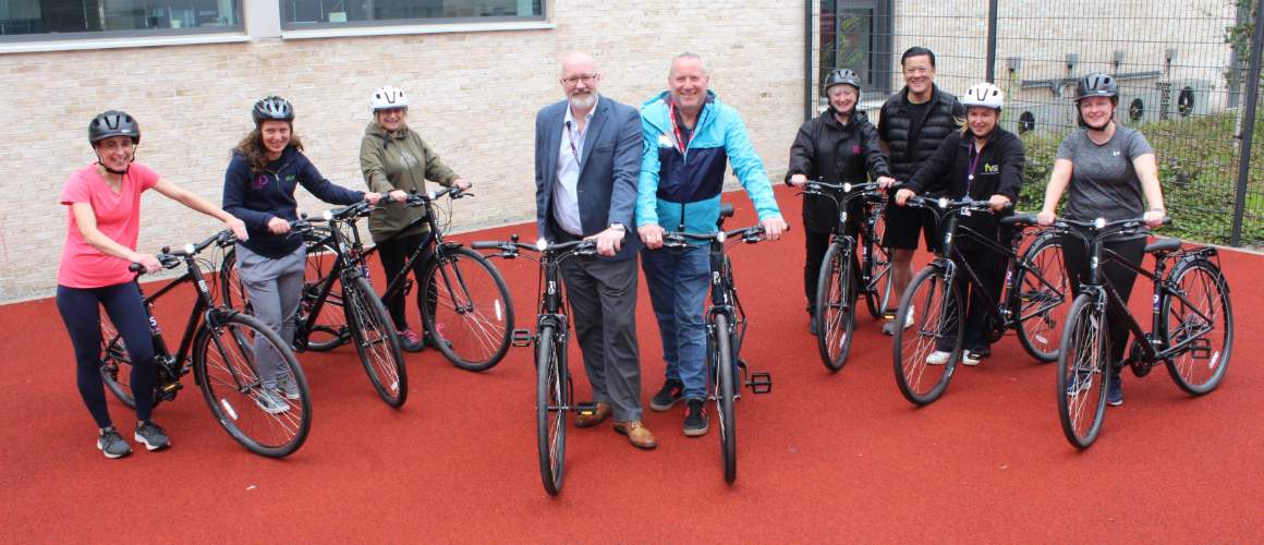 Forth Valley College Launches New Bike Share Scheme At Falkirk Campus With 10 Ridgeback Bikes And Storage Facilities, Funded By Cycling UK’S Cycle Access Fund